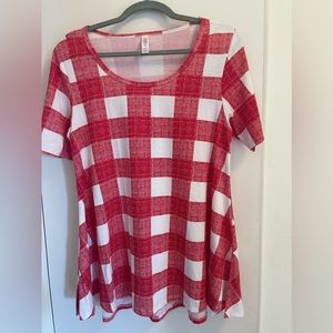Red and White LuLaRoe shirt